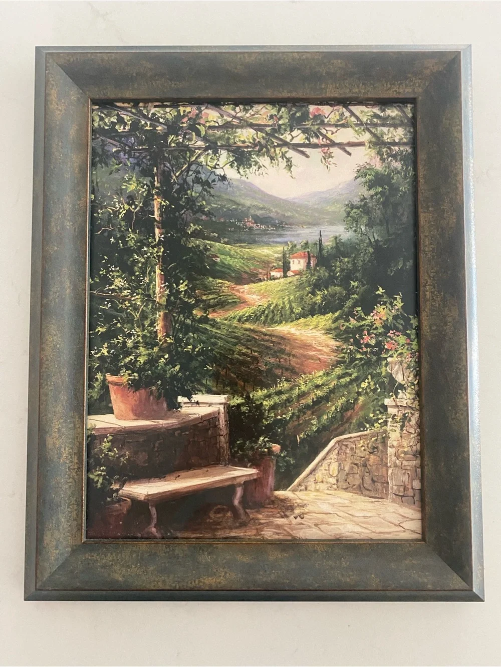 Scenic Vineyard Wall Art in Green and Brown - Unbranded